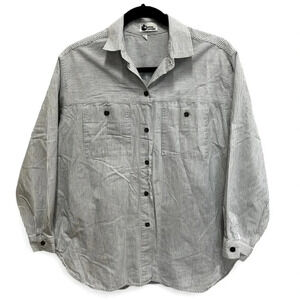 Vintage 80s Gotcha Covered blue and white striped button down shirt size large